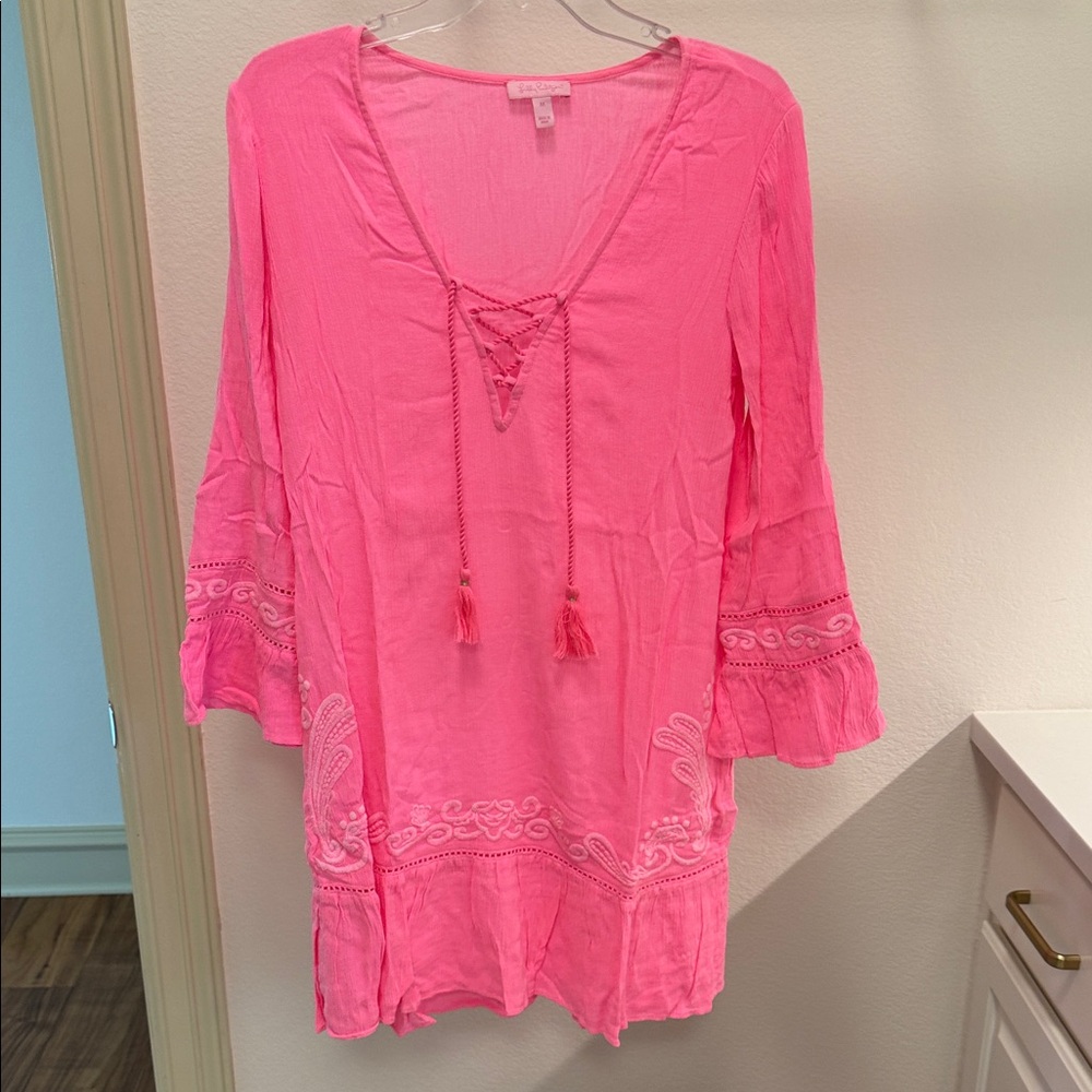 Lilly Pulitzer Pink Coverup with Embroidery